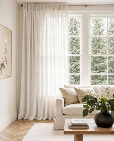 Off-white Pleated linen curtains