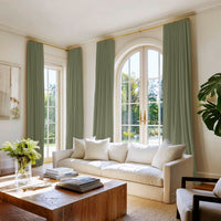 Green cotton curtains in Amara Olive fabric
