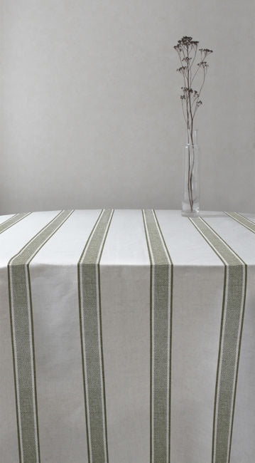 Bella Olive - Curtain fabric with Green stripes