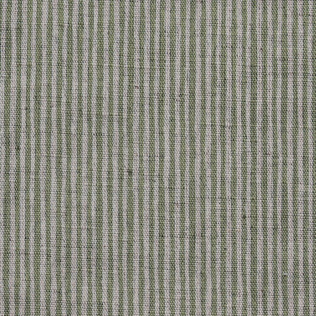 Laila Olive - Striped Curtain fabric with light Green stripes. Close Up Photo