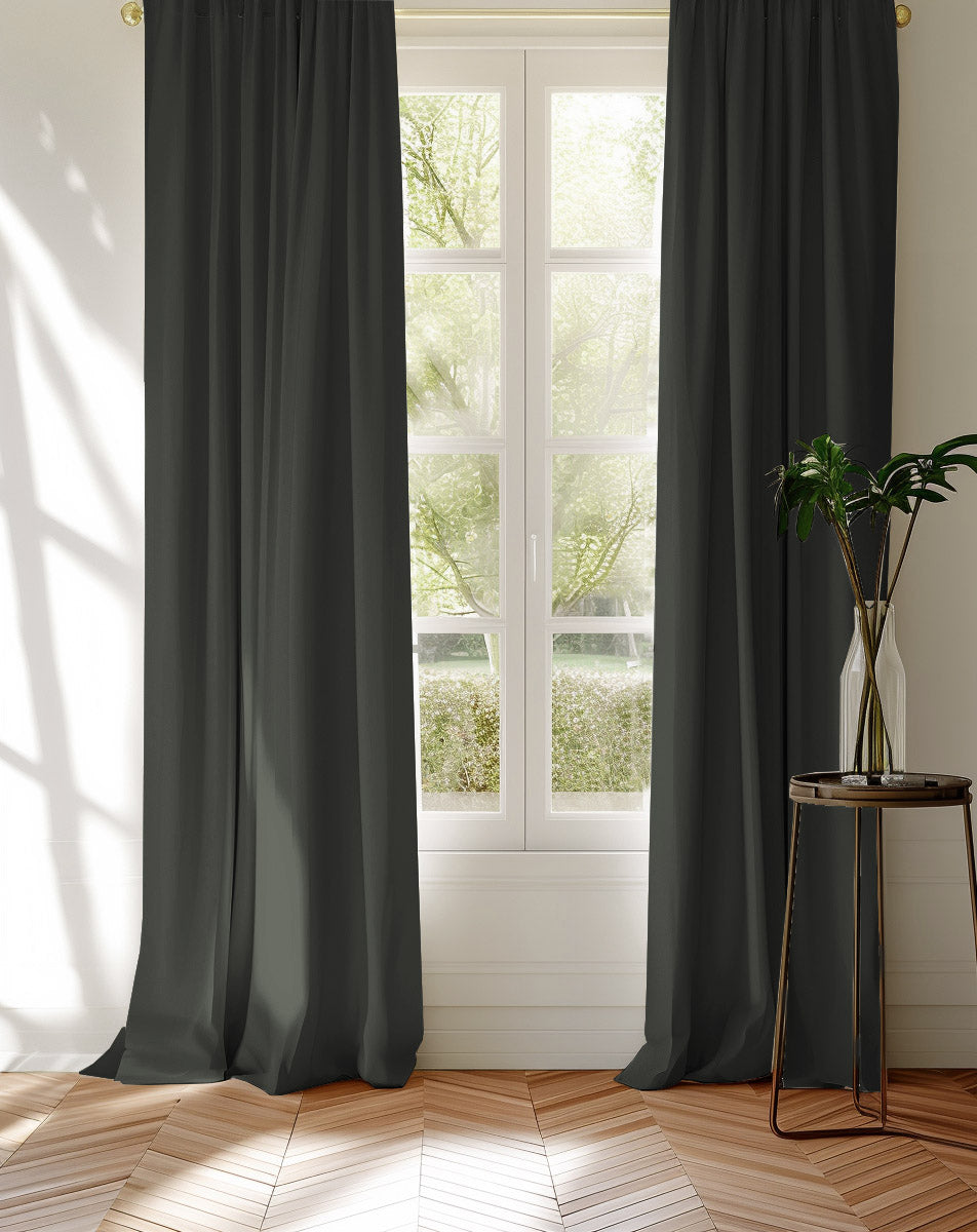 Dark grey curtains made of 100% cotton fabric Amara Onyx
