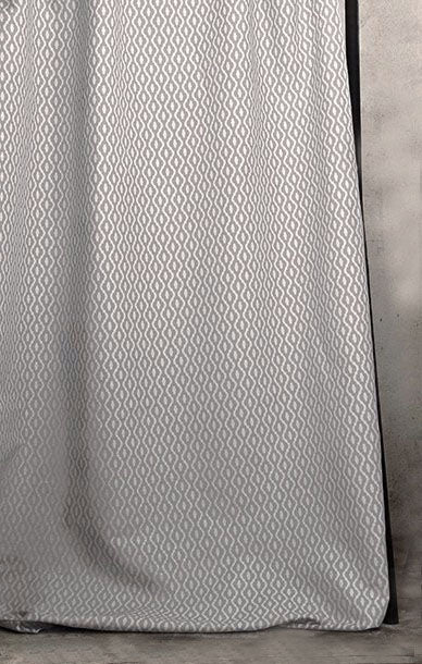 Oona Taupe - White linen mix fabric, Light Brown abstract print