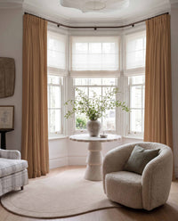 Orange 100% Linen Bay window curtains. Bea Tangerine by Ada & Ina