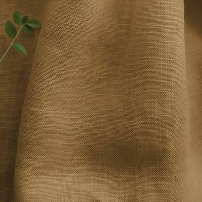 Orange 100% Linen Fabric - close-up. Beata Honey by Ada & Ina Fabrics