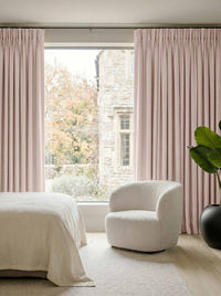 Pale Pink Bedroom Linen curtains Blackout lined - made of 100% pre-washed linen fabric Bianco Misty Rose by Ada & Ina.