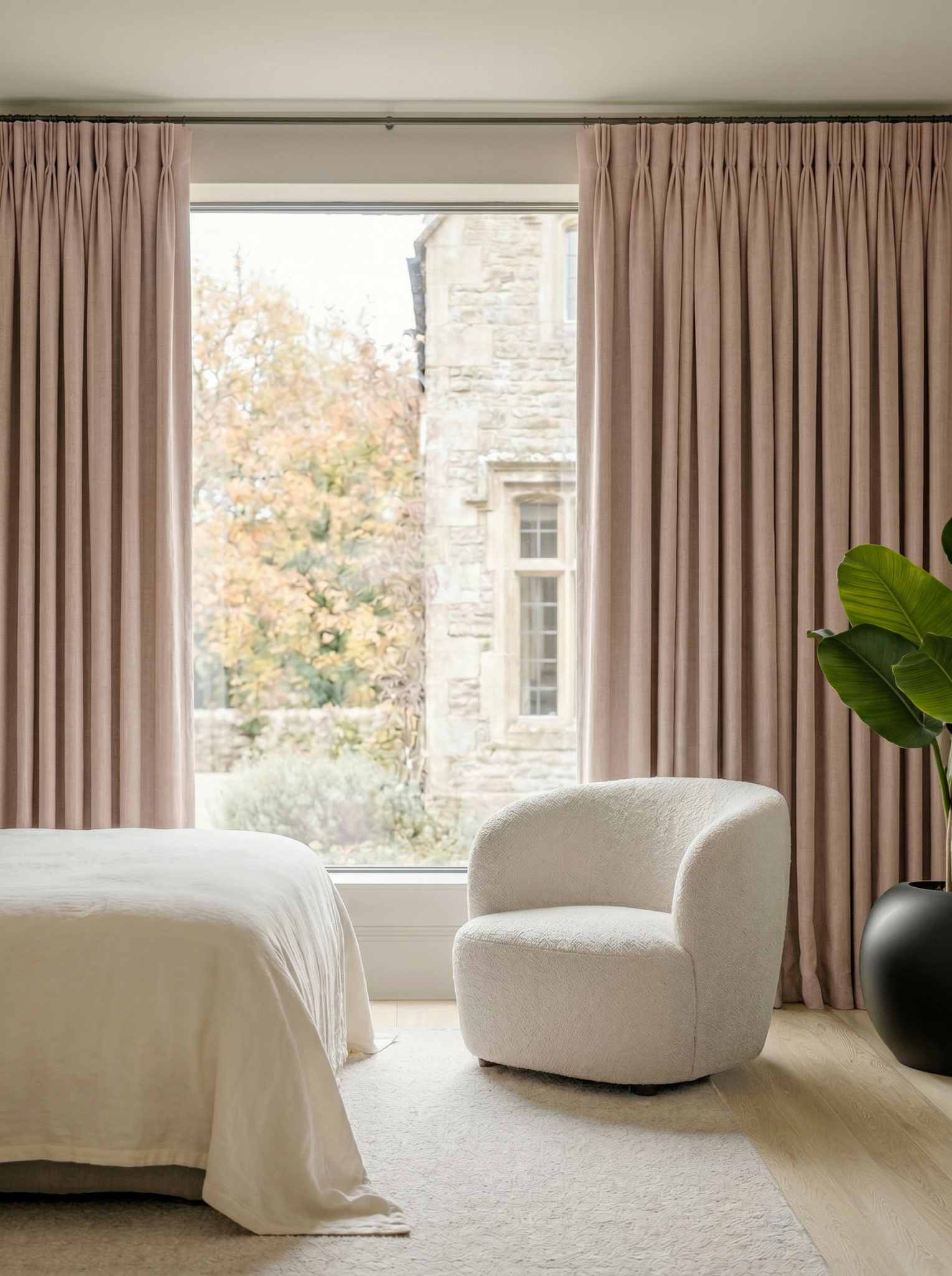 Pale Pink Bedroom Linen curtains Blackout lined - made of 100% pre-washed linen fabric Bianco Old Rosa by Ada & Ina.