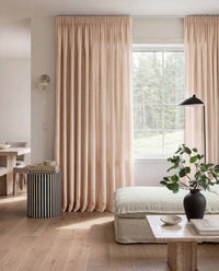 Pale Pink Pleated linen curtains. Made of soft Linen Cotton fabric Enni Wild Rose by Ada & Ina