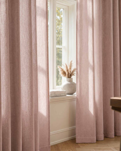 Pale Pink Lined Linen curtains. Linara Rose by Ada & Ina