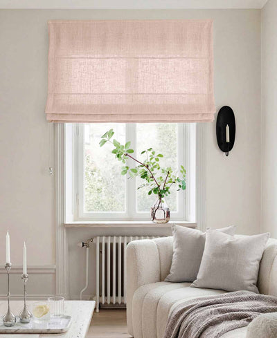 Pale Pink Linen Roman blind - Cotton lined. Made of pre-washed 100% linen Bianco Misty Rose by Ada & Ina.