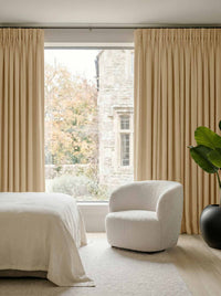 Pale Yellow Bedroom Linen curtains Blackout lined - made of 100% pre-washed linen fabric Bianco Gold Rose by Ada & Ina.