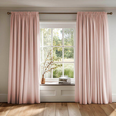 Pale pink curtains in Amara Pale Rose cotton fabric