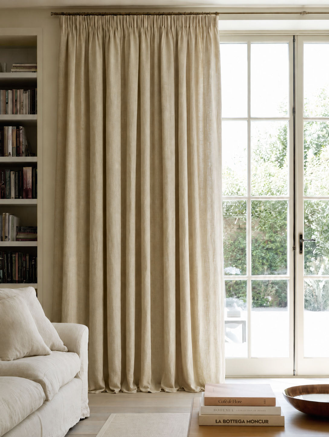Wide Width Pencil Pleat Curtains for Living Room. Double Width 100% Linen Curtain Fabric 