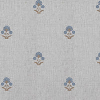 Penelope Blue Sand - Curtain fabric with blue / brown floral print