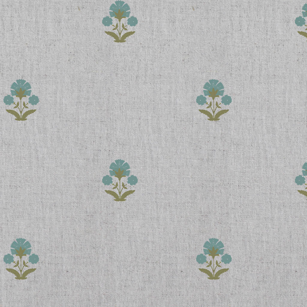Penelope Sage Green - Curtain fabric with Green floral print