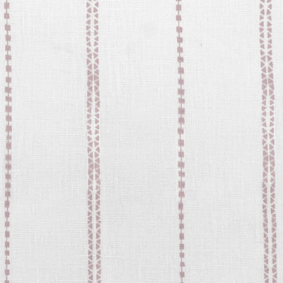 Inga Peony - White Striped Curtain fabric, 100% Linen. Close Up Photo