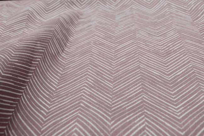 Lulu-Peony - White fabric with Pale Pink Print. Abstract Print, 100% Linen