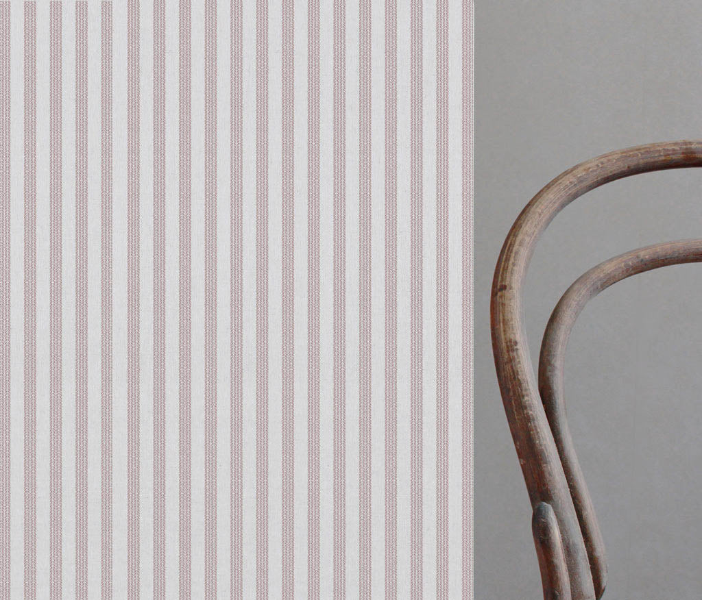 Evianne Peony-WHT - White curtain fabric with Pink Striped print