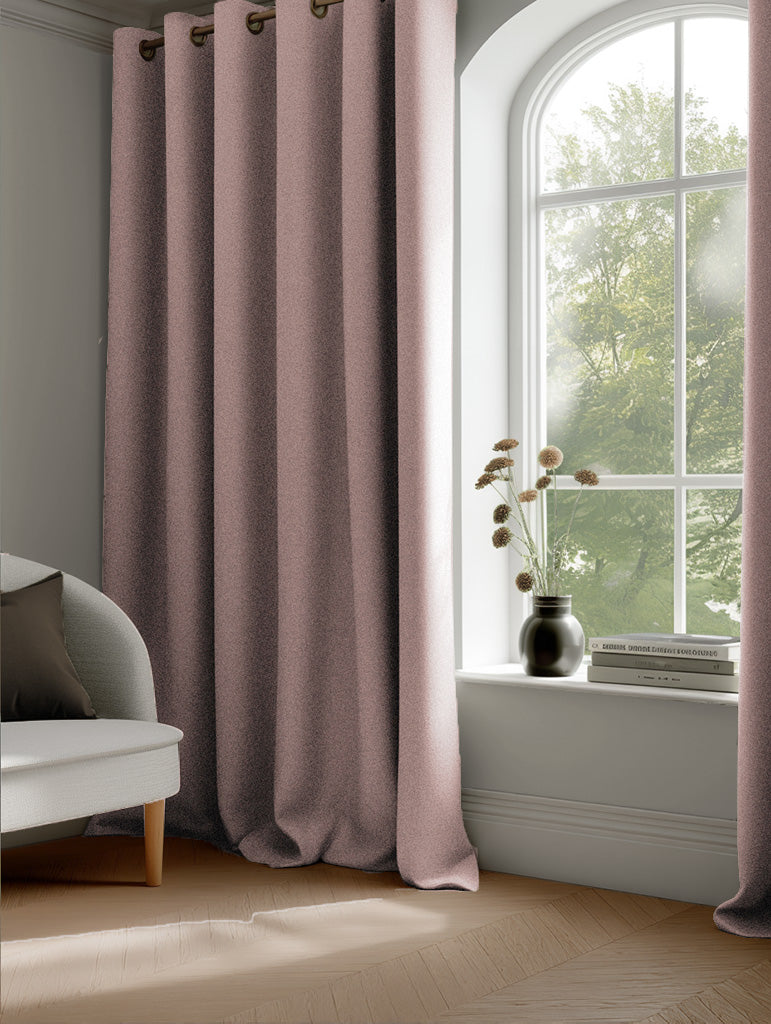 Dinah Peony - subtle pink Linen mix Curtains with blackout lining