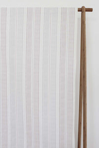 Else-Peony- WHT -  Linen curtain fabric, Pale Pink & Grey stripes