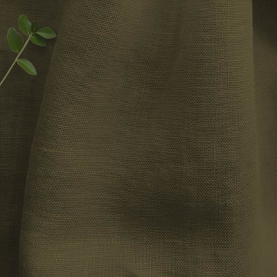Pine Green 100% Linen Fabric - close-up. Bea Pine by Ada & Ina Fabrics