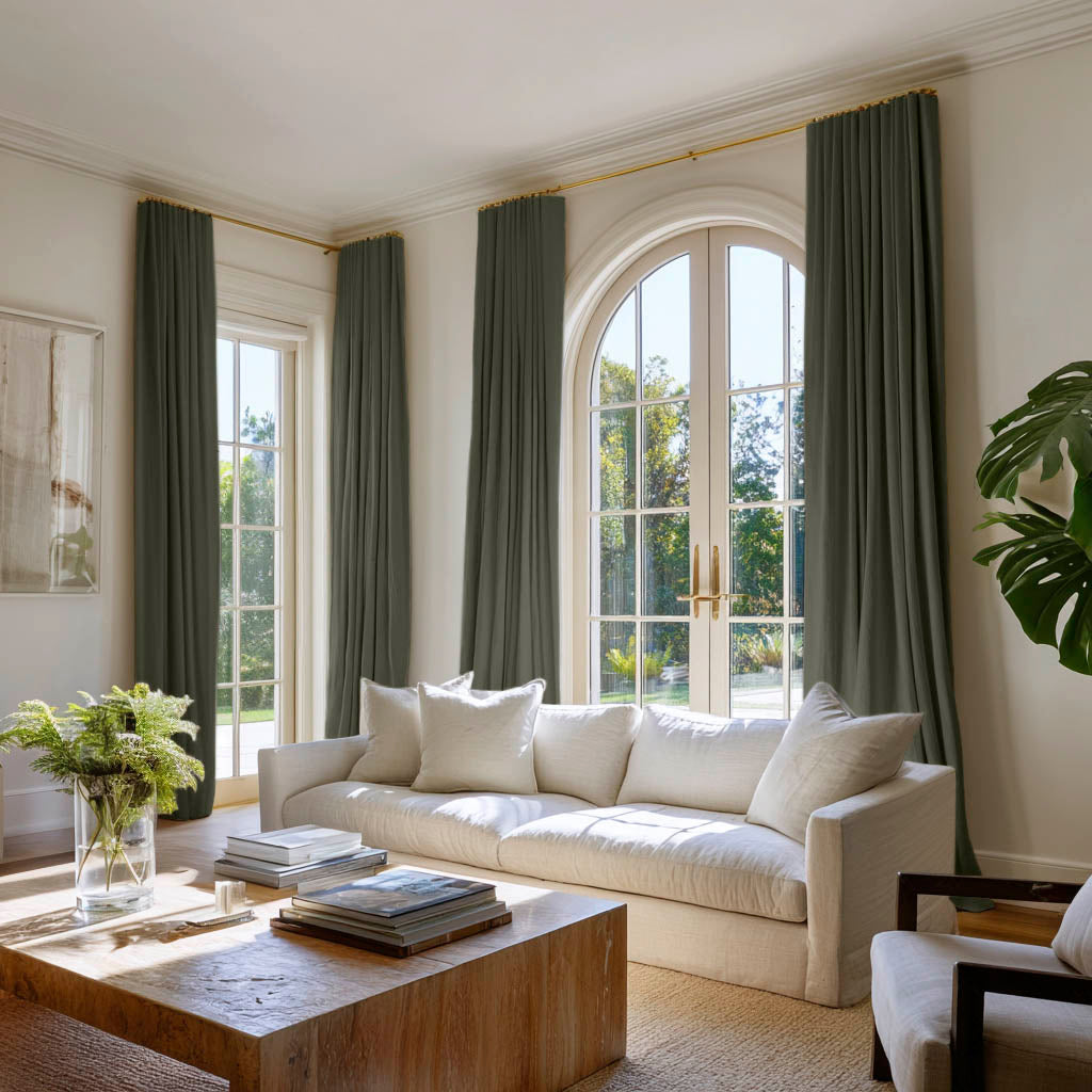 Dark green cotton curtains, Lifestyle shot