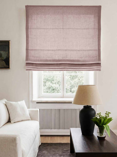 Pink Made to measure linen roman blind - Cotton Lined. Greta Orchid.