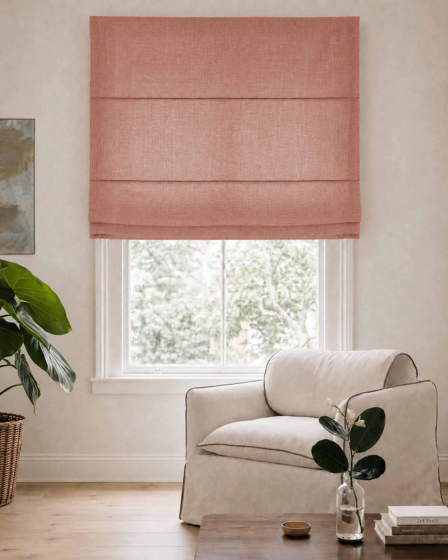 Pink Roman blind. Made of soft Linen Cotton fabric Enni Summer Rose by Ada & Ina