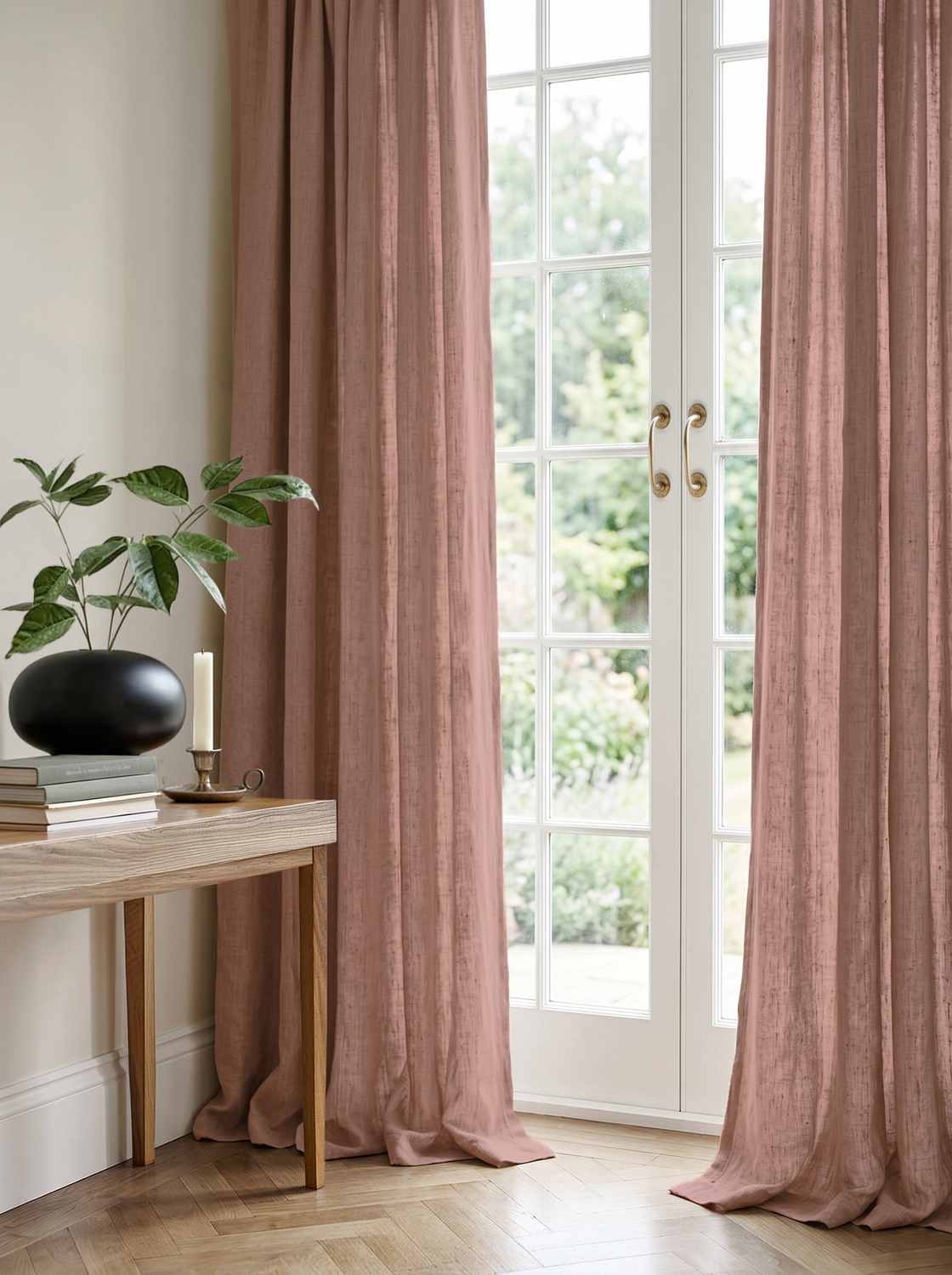 Bea Rhubarb  - Linen Curtains