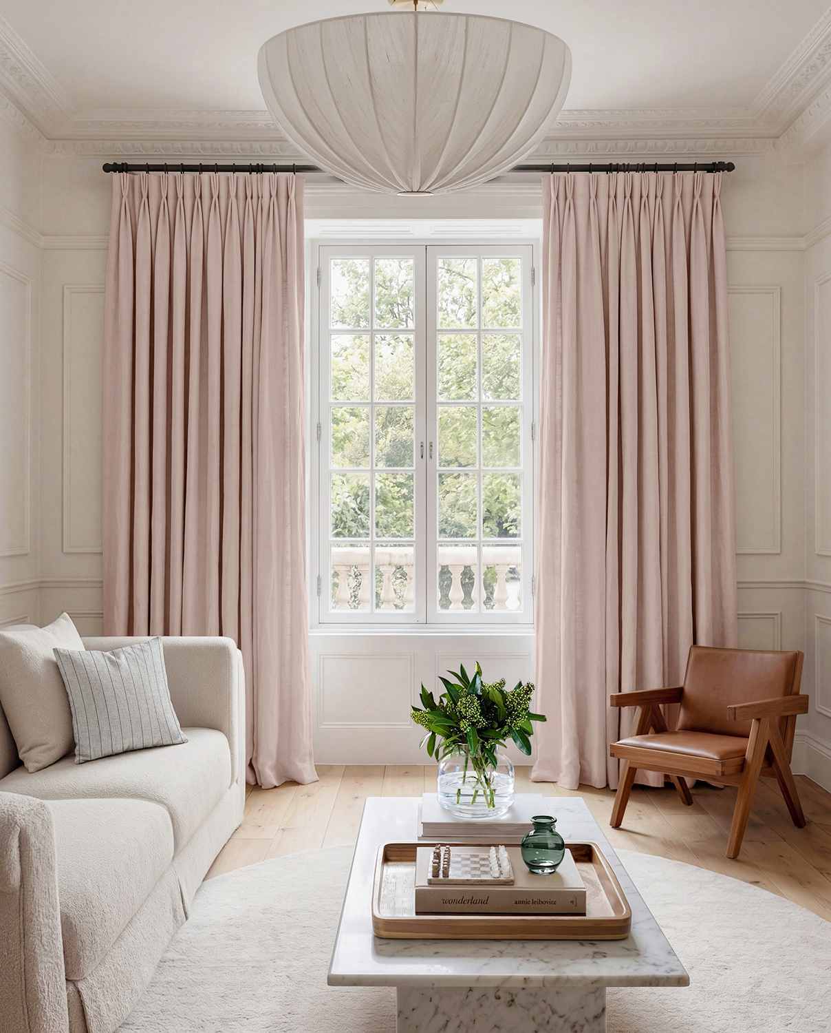 Pink Linen Living room curtains - 100% pre-washed linen. Bianco Dusky Rose by Ada & Ina.