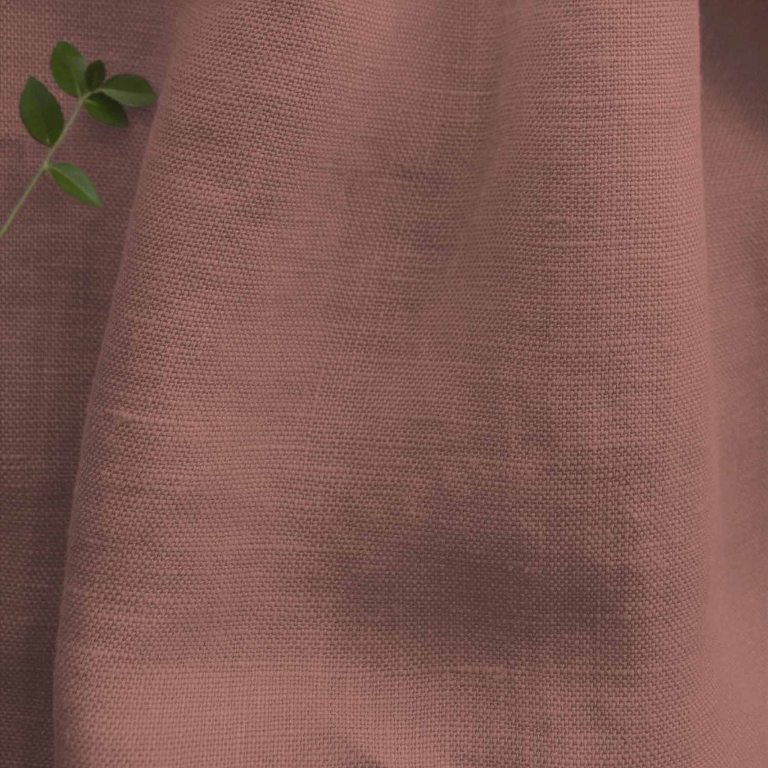 Bea Rhubarb  - Linen fabric for linen curtains and linen blinds. Close Up Photo