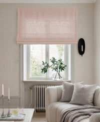 Pink 100% Linen Roman blind. Bea Powder Pink by Ada & Ina Fabrics