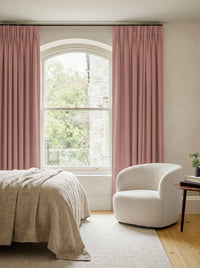 Bea Rhubarb  - Triple Pleat Linen Curtains