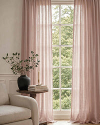 Pink Linen Unlined Curtains. Mariana Wild Peony by Ada & Ina