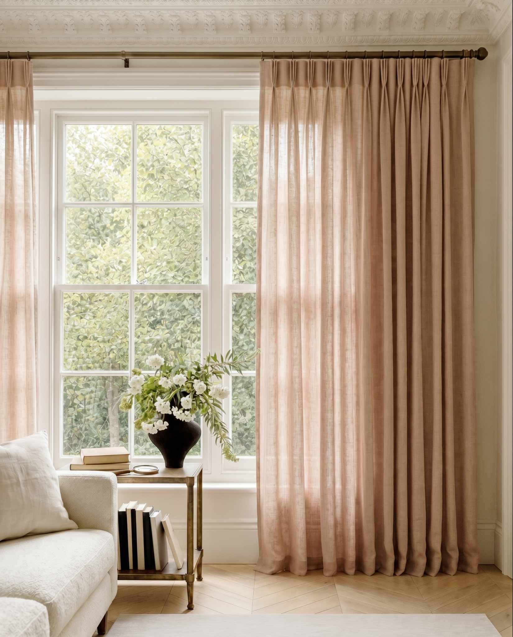Pink Triple pleat curtains