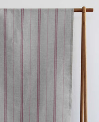Elise Pink Cherry - Linen Cotton mix curtain fabric, Pink & Red stripes