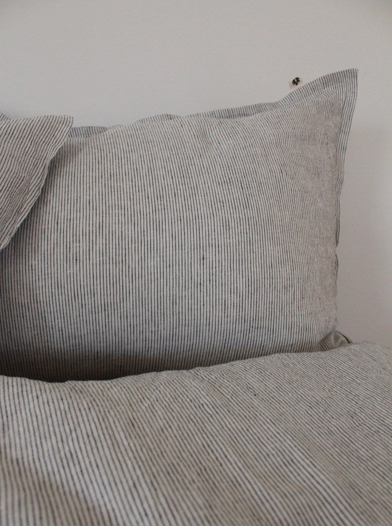 Linen Duvet Cover King, Pinstripe