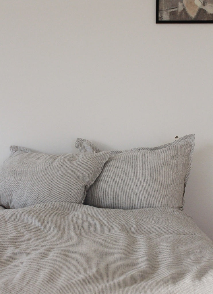 Linen Duvet Cover King, Pinstripe