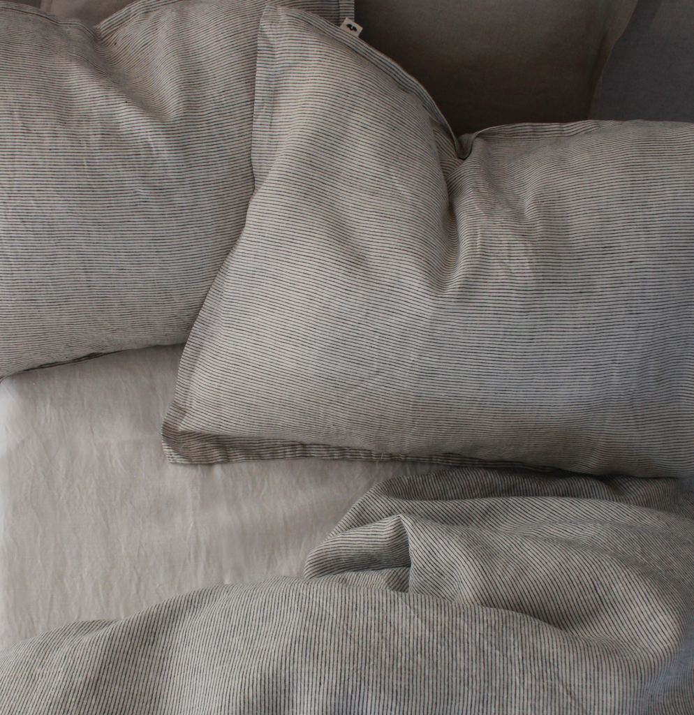 Linen Duvet Cover King, Pinstripe