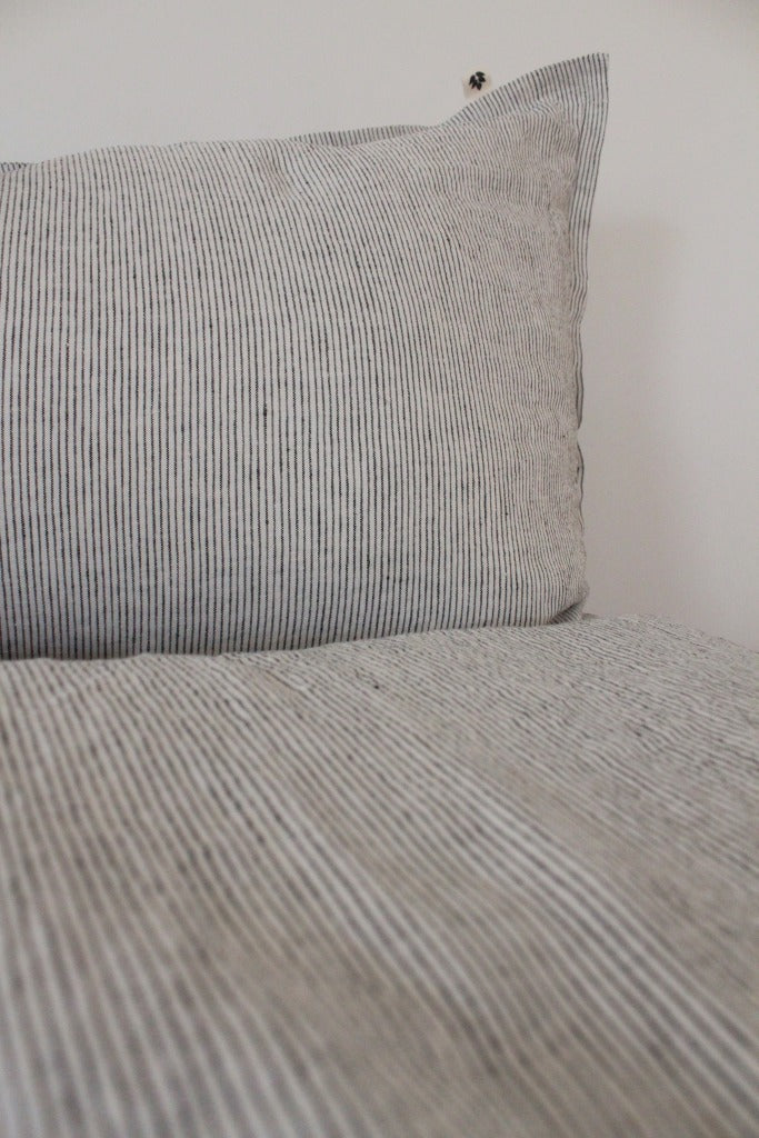 Linen Duvet Cover King, Pinstripe