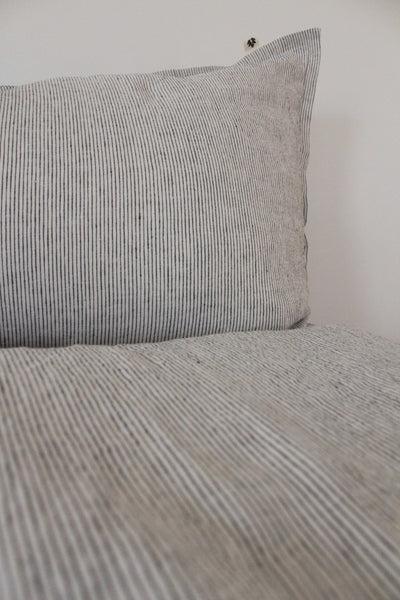 Linen Duvet Cover Super King, Pinstripe