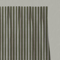 Green Striped Linen Pleated Curtain - Lisabella Khaki - Natural base fabric.