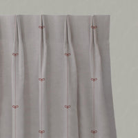 Red Striped Linen Pleated Curtain - Mimmi Crimson Red - Natural base fabric.