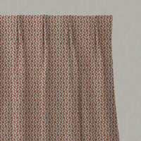 Orange Patterned Linen Pleated Curtains - Arina Burnt Orange - Natural base fabric.