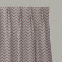 Pink Patterned Linen Pleated Curtains - Azig Dusty Pink - Natural base fabric.