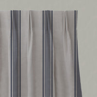 Blue Striped Linen Pleated Curtains - Bella Deep Blue - Natural base fabric.