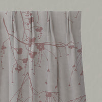 Pink Botanical Linen Pleated Curtains - Berry Dusty Pink - Natural base fabric.