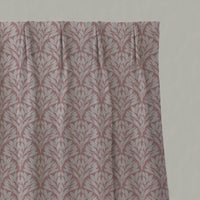 Pink Botanical Linen Pleated Curtains - Birna Dusty Pink - Natural base fabric.