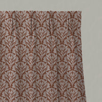 Orange Botanical Linen Pleated Curtains - Birna Terracotta - Natural base fabric.