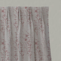 Pink Botanical Linen Pleated Curtains - Breeze Dusty Pink - Natural base fabric.