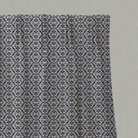 Blue Patterned Linen Pleated Curtains - Brita Deep Blue - Natural base fabric.